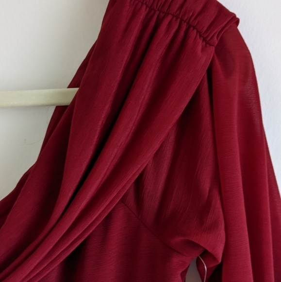 Nwt Bar III Off the shoulder Chiffon Bodysuit Maroon XXL - Picture 11 of 12